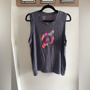 Peloton Charcoal Muscle Tee with Multicolor Logo